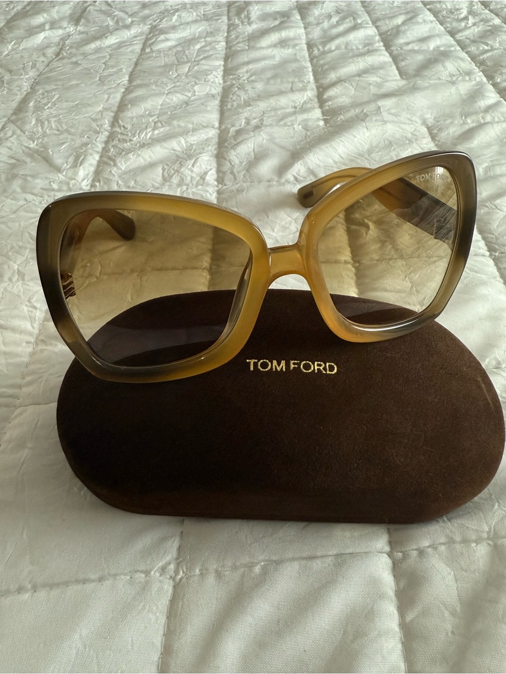 Tom Ford Oversized Amber-to-Brown Gradient Women’s Sunglasses